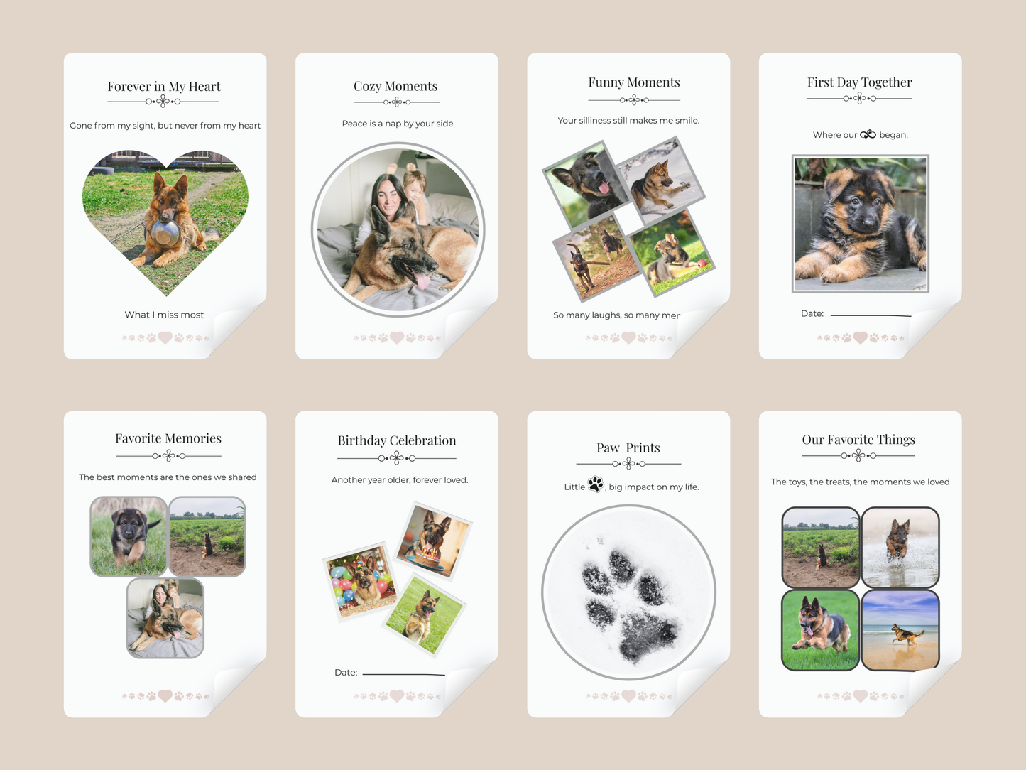 Pet memory journal bundle – multiple layouts and designs for personalization