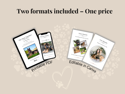 Two formats included – minimalist and decorated dog memory journals